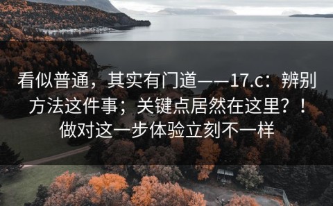 看似普通，其实有门道——17.c：辨别方法这件事；关键点居然在这里？！做对这一步体验立刻不一样