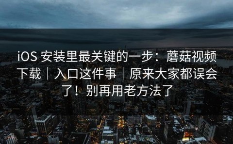iOS 安装里最关键的一步：蘑菇视频下载｜入口这件事｜原来大家都误会了！别再用老方法了