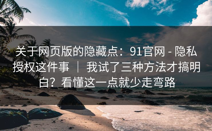 关于网页版的隐藏点：91官网 - 隐私授权这件事 ｜ 我试了三种方法才搞明白？看懂这一点就少走弯路